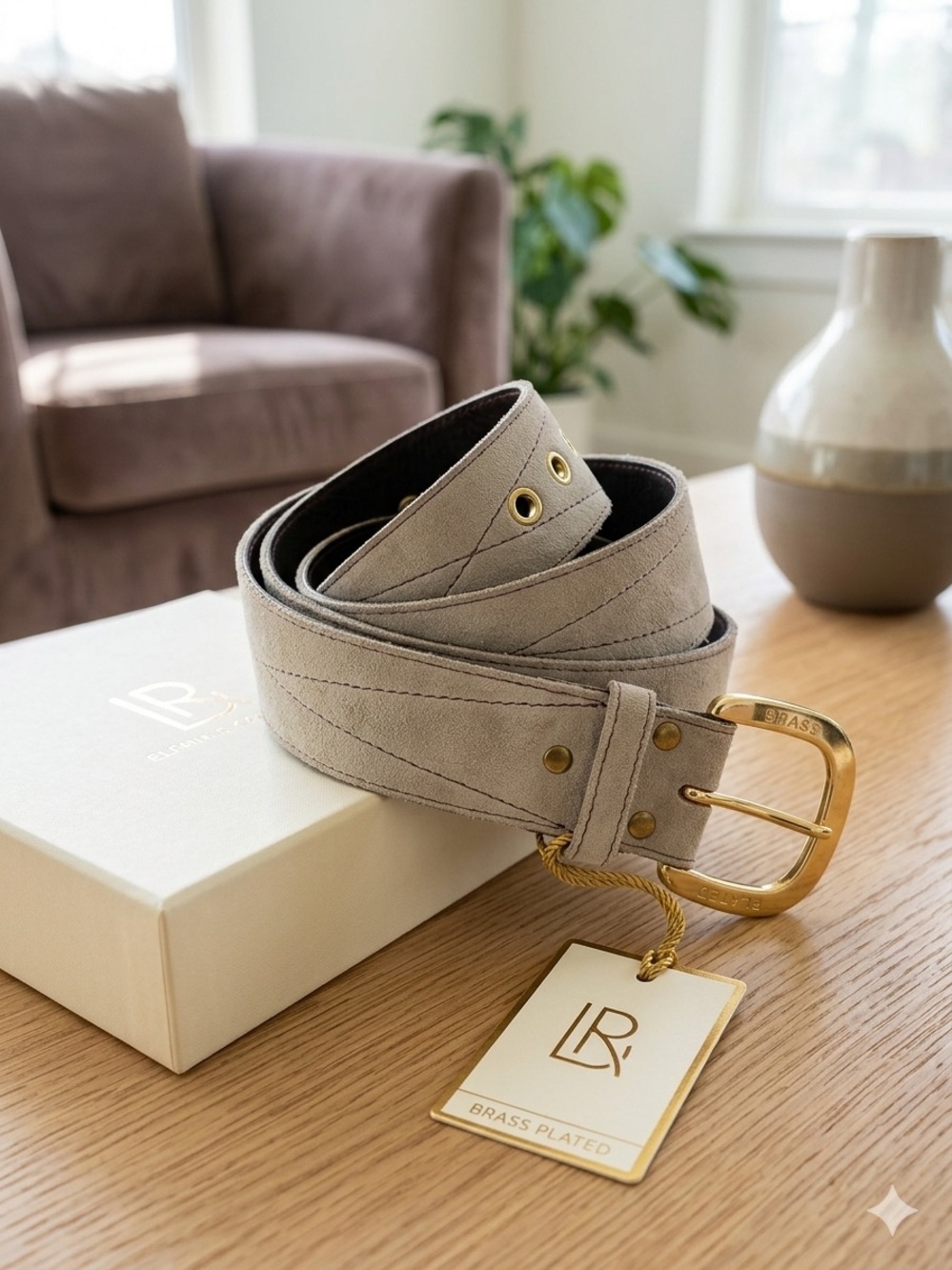 Vtg 70s Philadelphia Transit Grey Suede Leather Belt - Size 34